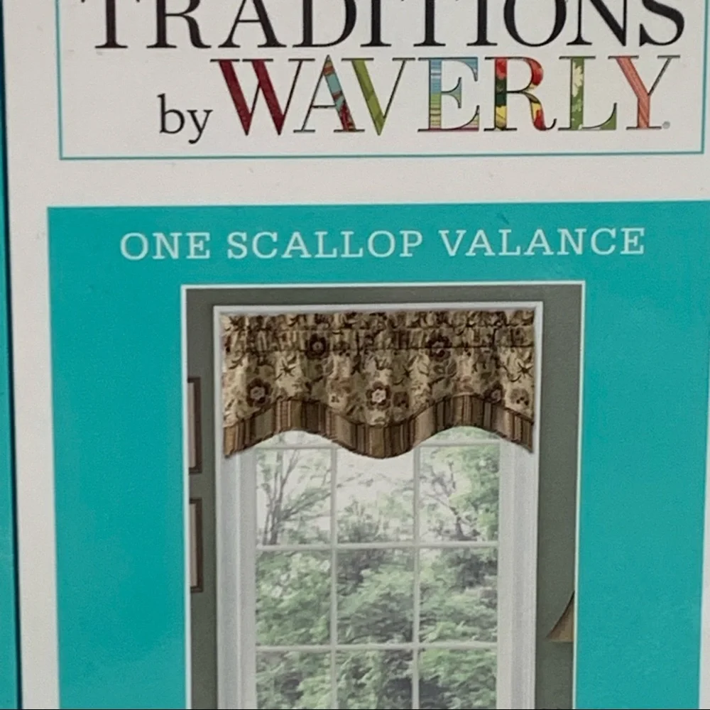 Set of 2 Traditions by Waverly Navarra Floral Window Valances 52 x 16 NEW NIP